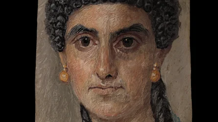 Panel painting of a woman in a blue mantle, 54-68 AD